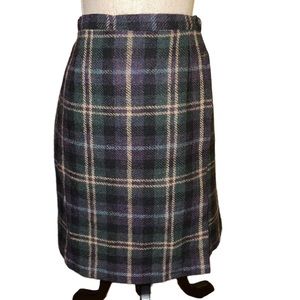 VTG Stephanie Andrews Plaid Wool Lined Women’s Skirt Size 14P Green Tan …
